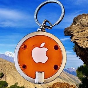 Apple Computer Logo Keychain & Mini LED Flashlight used AS IS